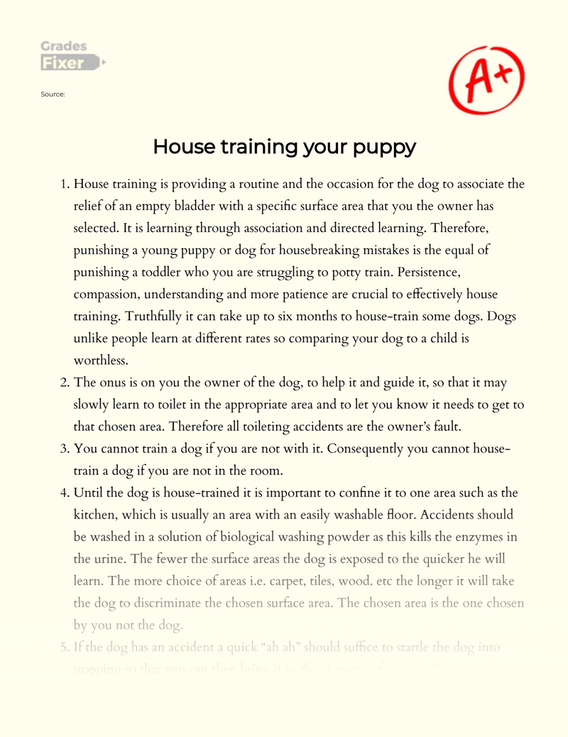 House Training Your Puppy essay