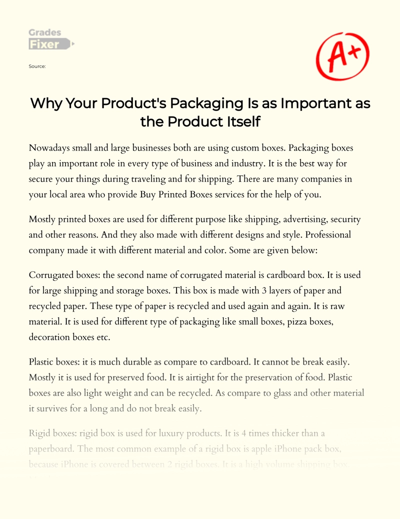 Why Your Product's Packaging is as Important as The Product Itself Essay