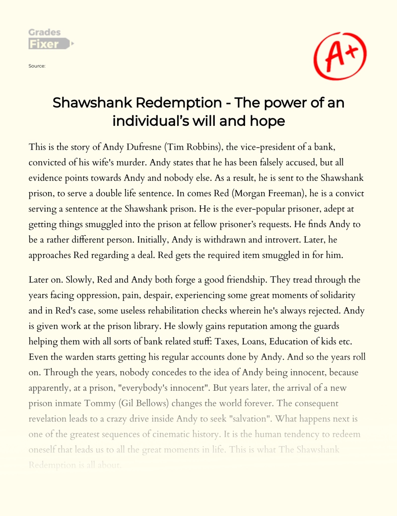 shawshank redemption critique