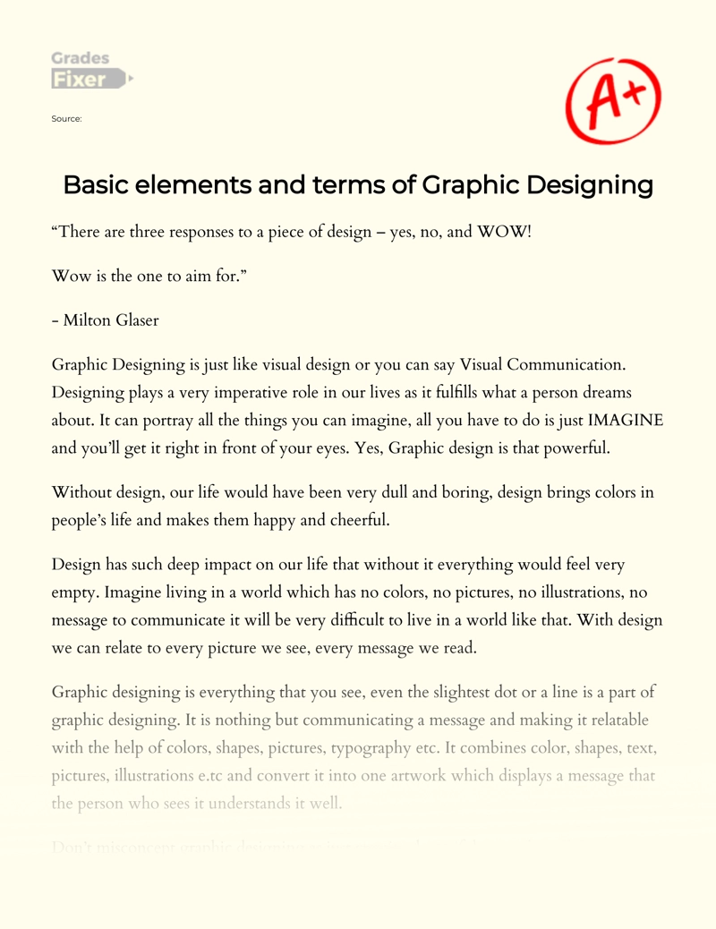 Basic Elements and Terms of Graphic Designing Essay