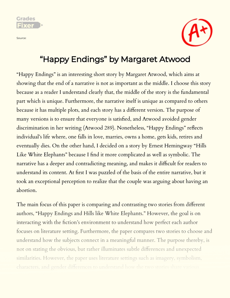 "Happy Endings" by Margaret Atwood essay