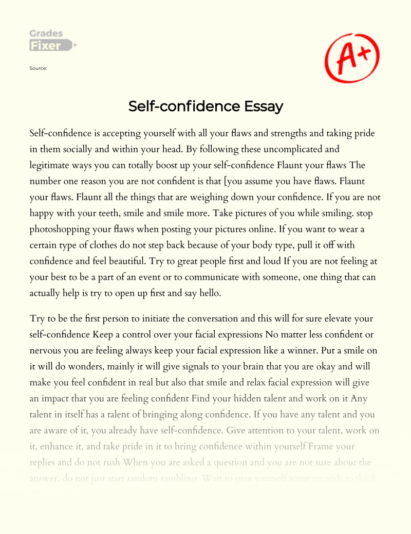 self confidence essay 500 words