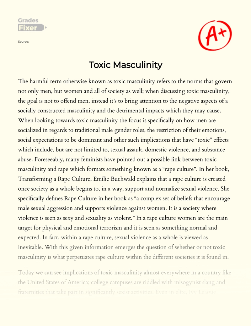 The Concept of Toxic Masculinity Essay