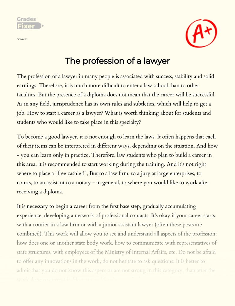 The Profession of a Lawyer Essay