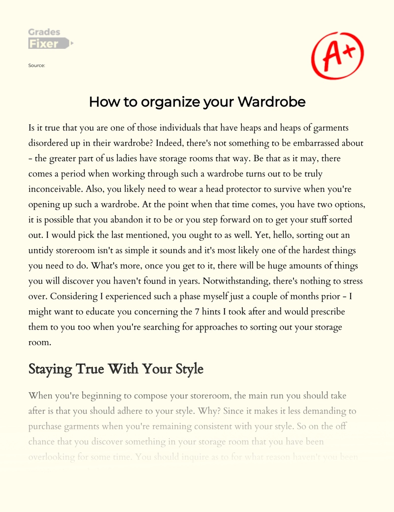 How to Organize Your Wardrobe Essay