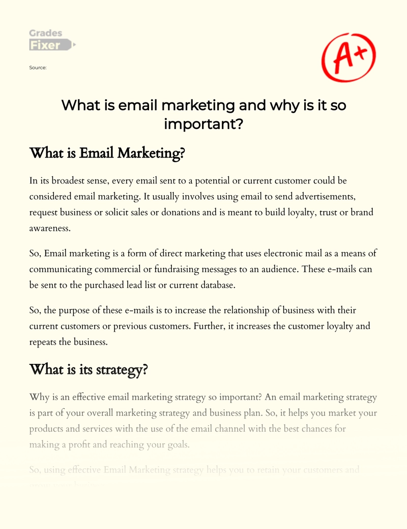 The Definition of Email Marketing and Its Importance essay