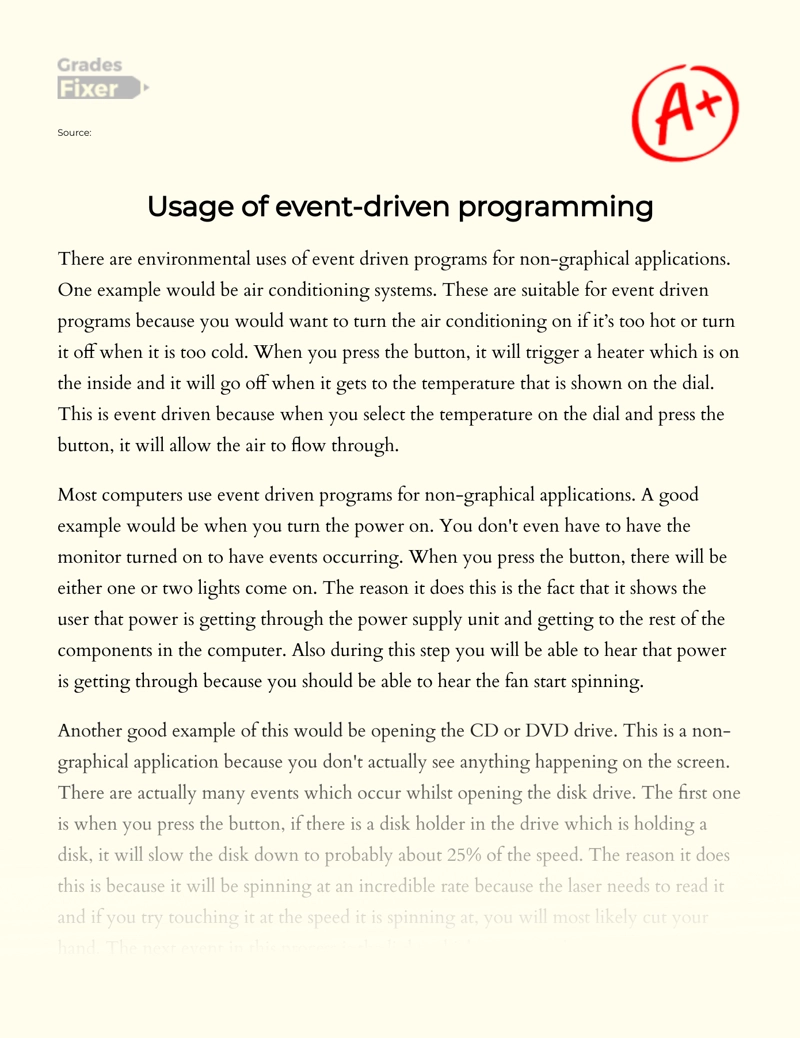 Usage of Event-driven Programming Essay