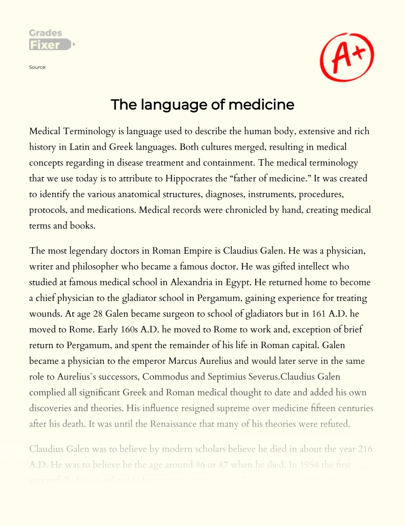 The Language of Medicine Essay