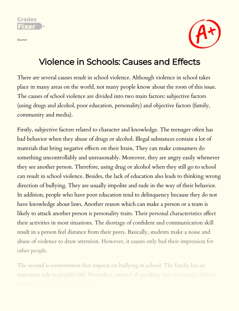 literature review of violence in schools