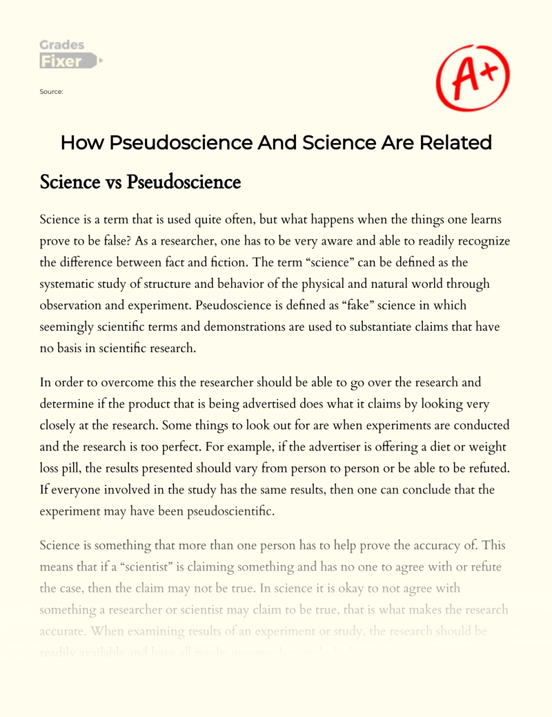 How Pseudoscience and Science Are Related Essay