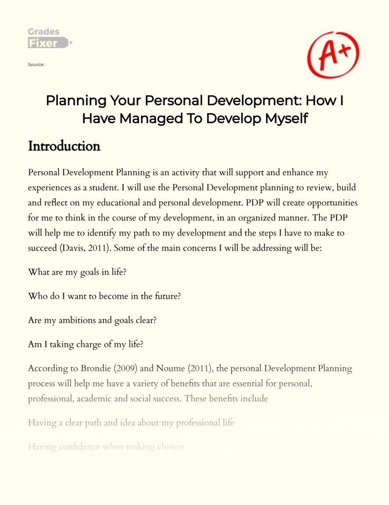 personal development plan essay