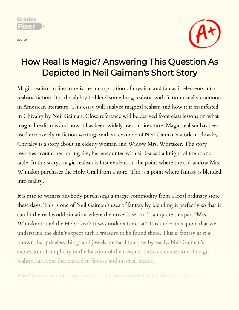 Answering The Question of The Reality of Magic as Depicted in Neil Gaiman's Short Story Essay