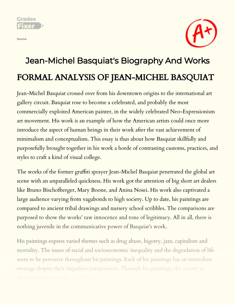 Jean-michel Basquiat's Biography and Works Essay