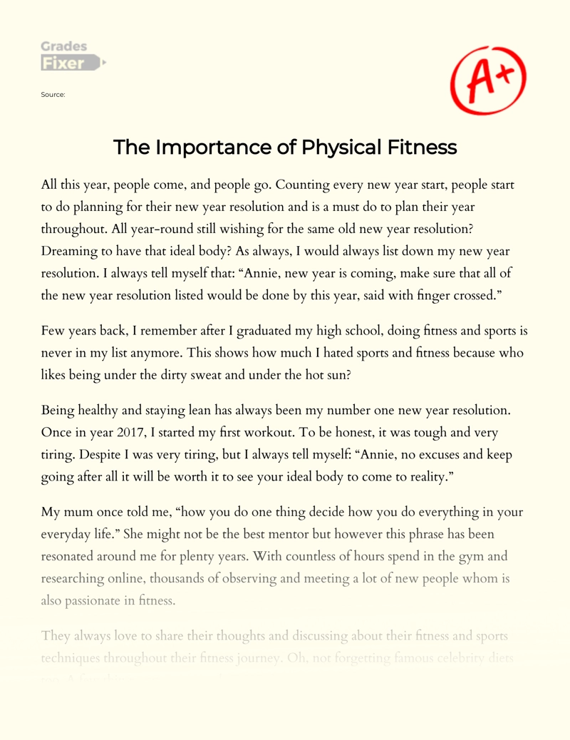 fitness training essay