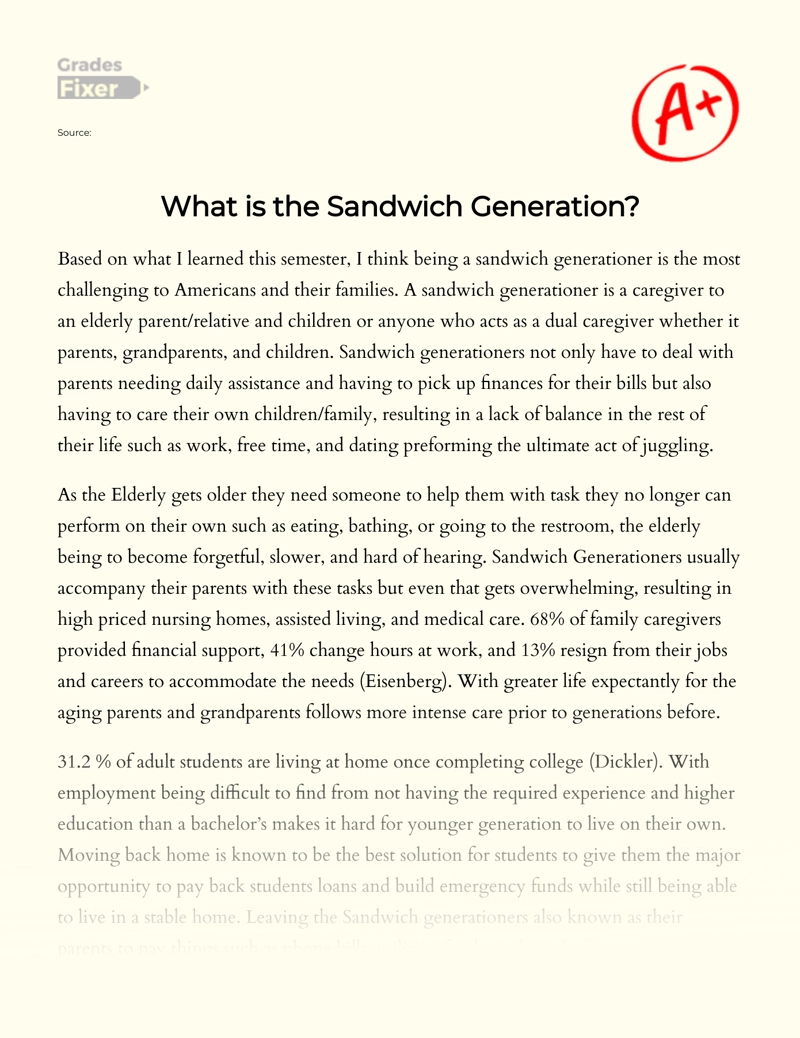 What is The Sandwich Generation Essay
