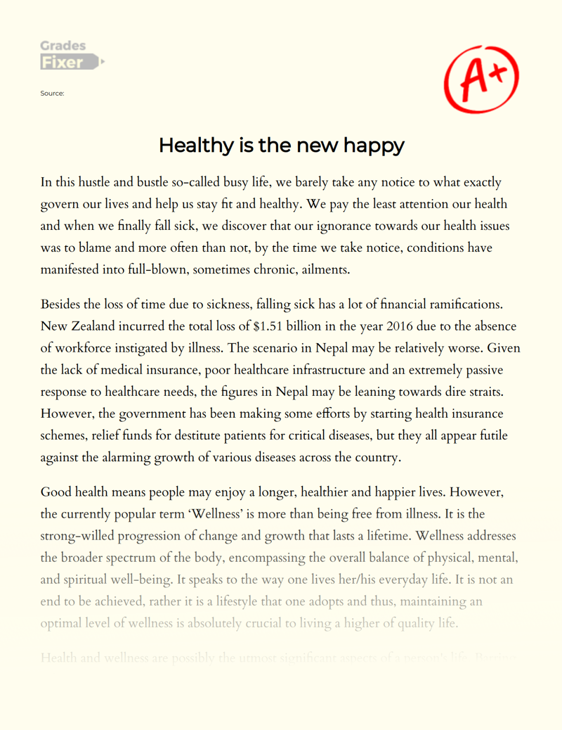 Healthy is The New Happy essay