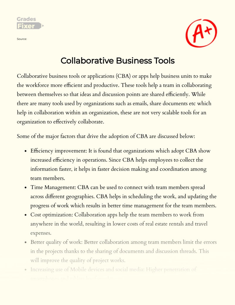 Collaborative Business Tools Or Applications (cba) Essay