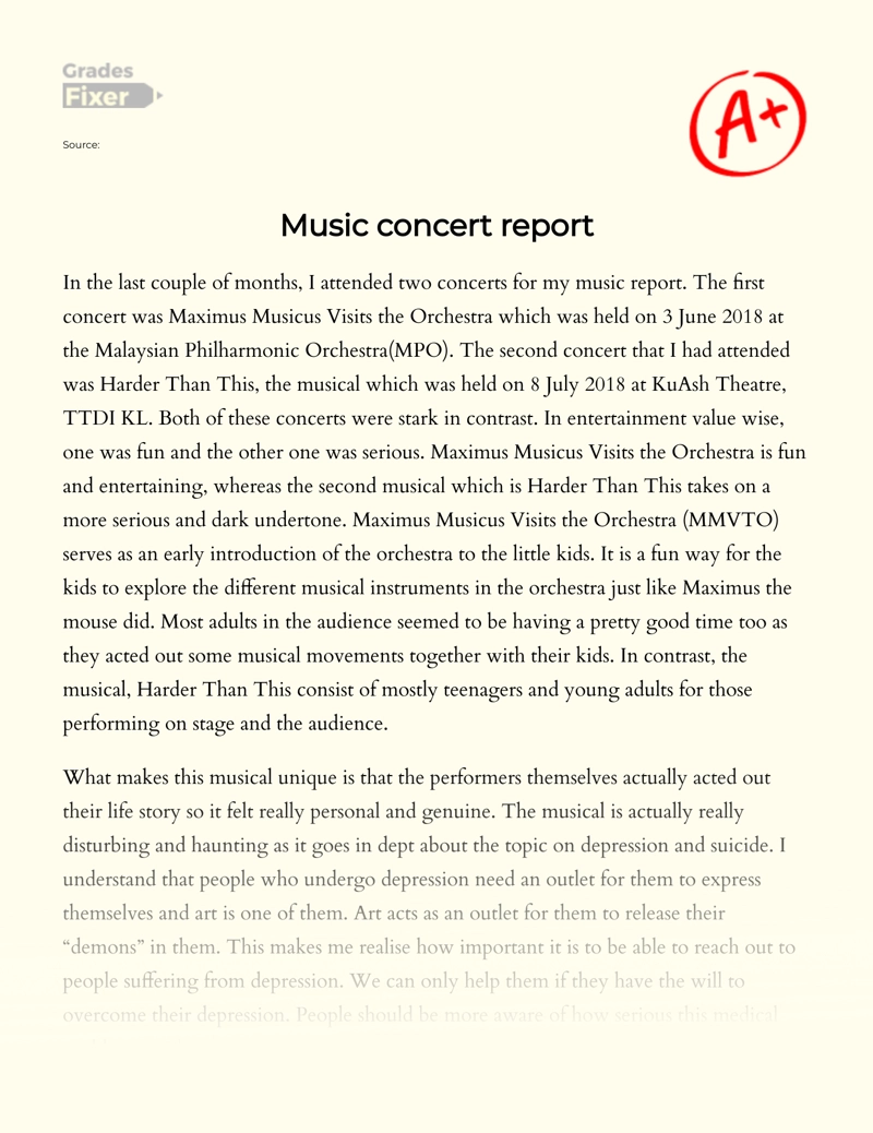 jazz concert review essay example