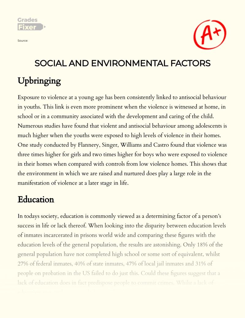 Social and Environmental Factors Essay