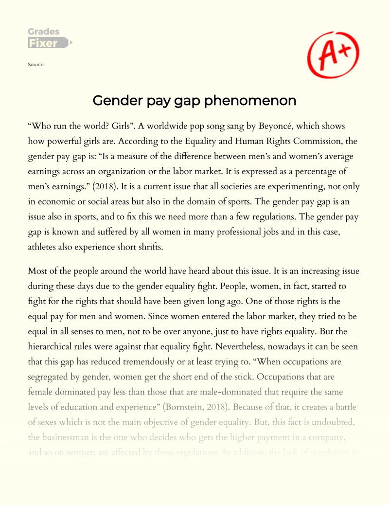 Gender Pay Gap Phenomenon Essay