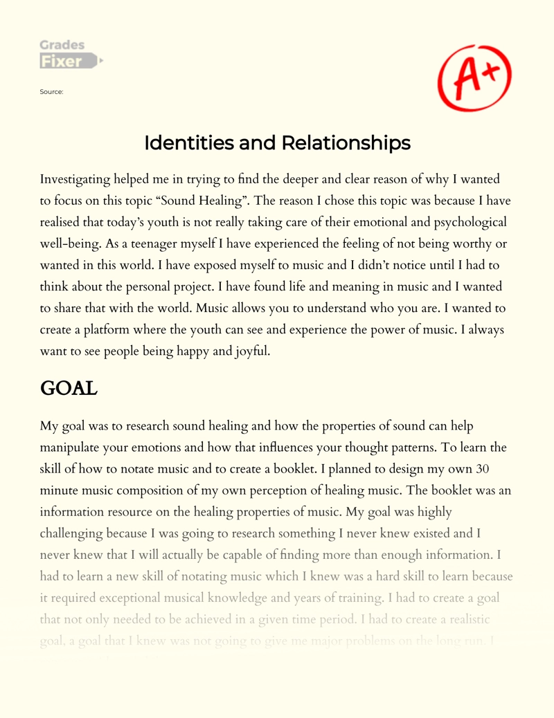 Identities and Relationships essay