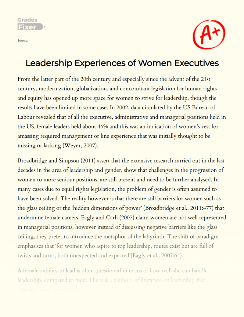 Women in Leadership: Barriers and Solutions Essay