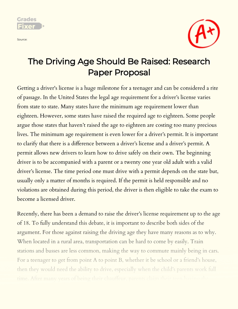 Argumentative Points: Why Should The Driving Age Be Raised to 21 essay