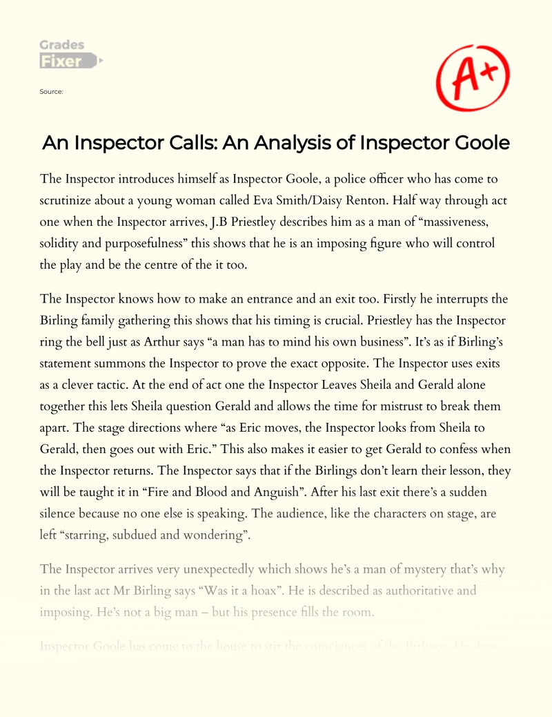 inspector calls inspector goole essay