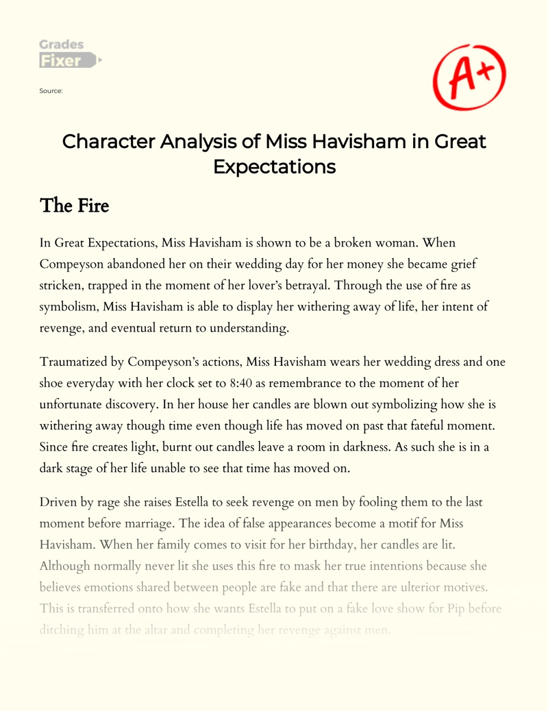 Character Analysis of Miss Havisham in Great Expectations Essay