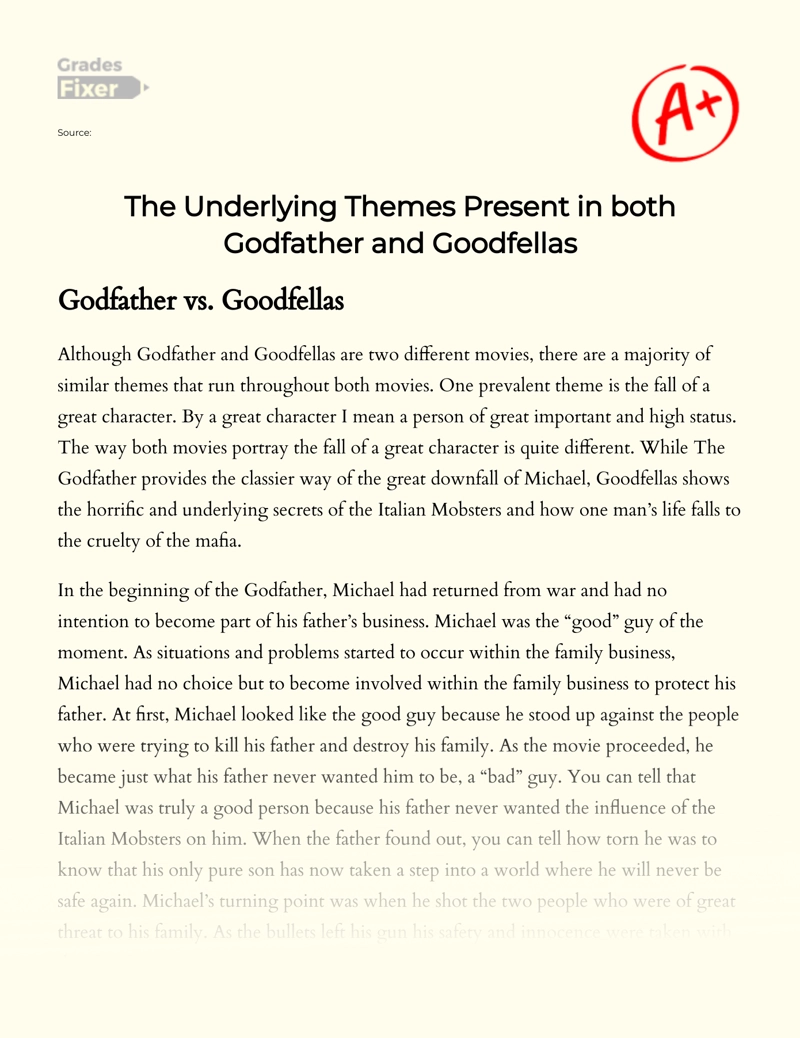 The Underlying Themes Present in Both Godfather and Goodfellas Essay