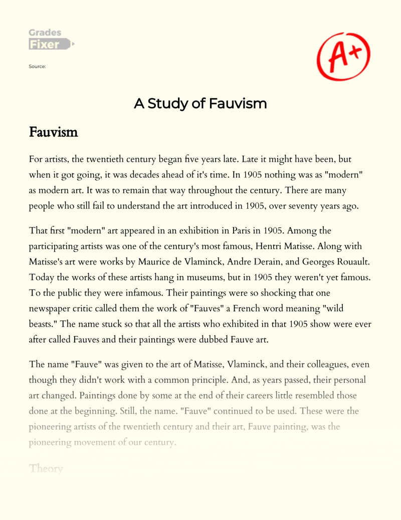A Study of Fauvism Essay
