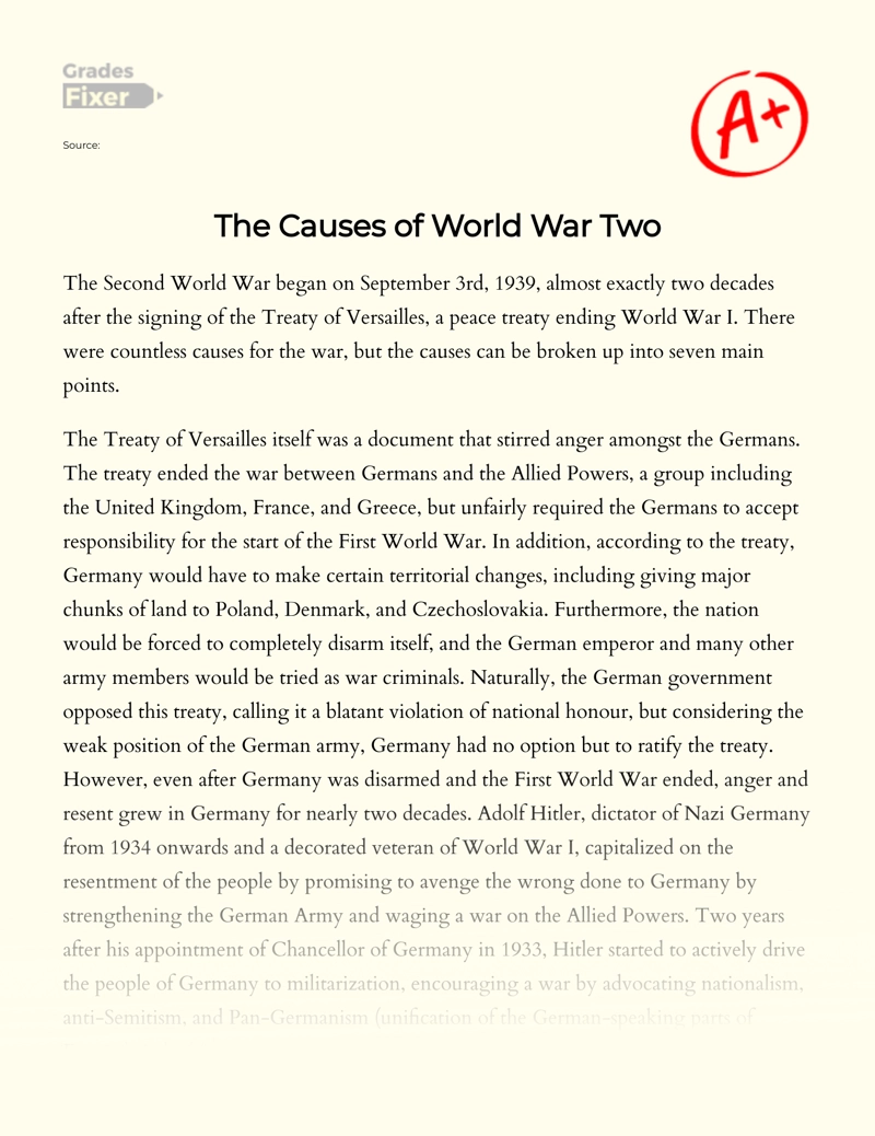 The Causes of World War Two essay