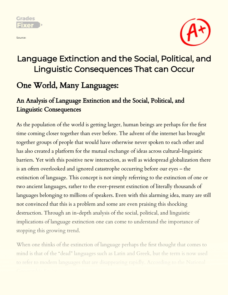 disappearing languages essay