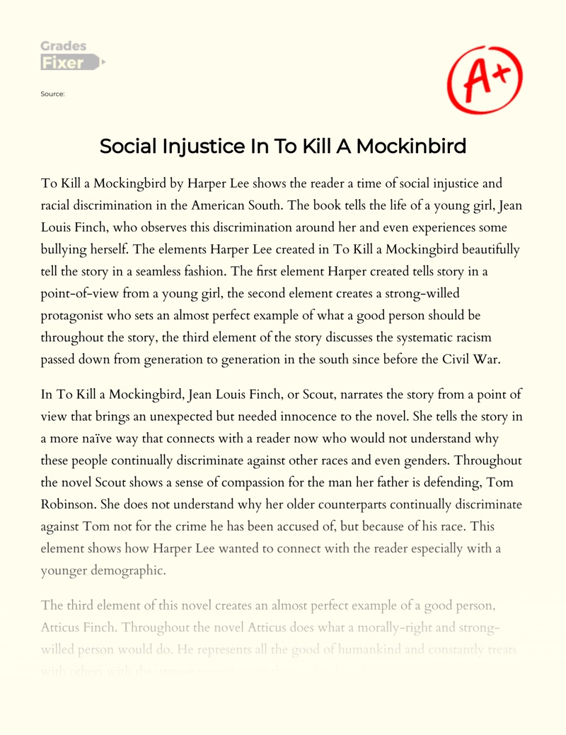 Social Injustice in to Kill a Mockingbird Essay