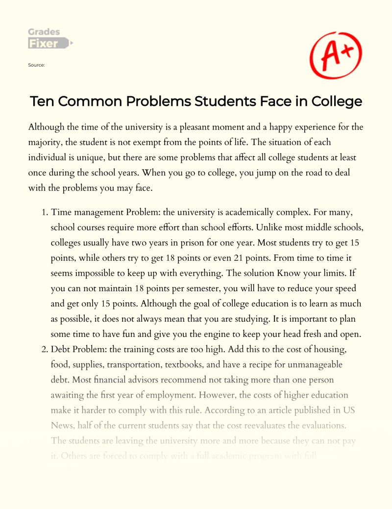 Problems College Students Face: Essay on Challenges Students Face in University Essay