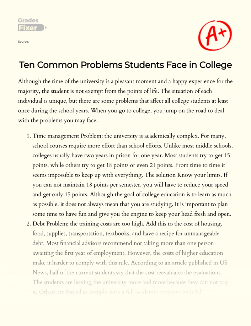 College Students: Challenges and Solutions Face in University Essay