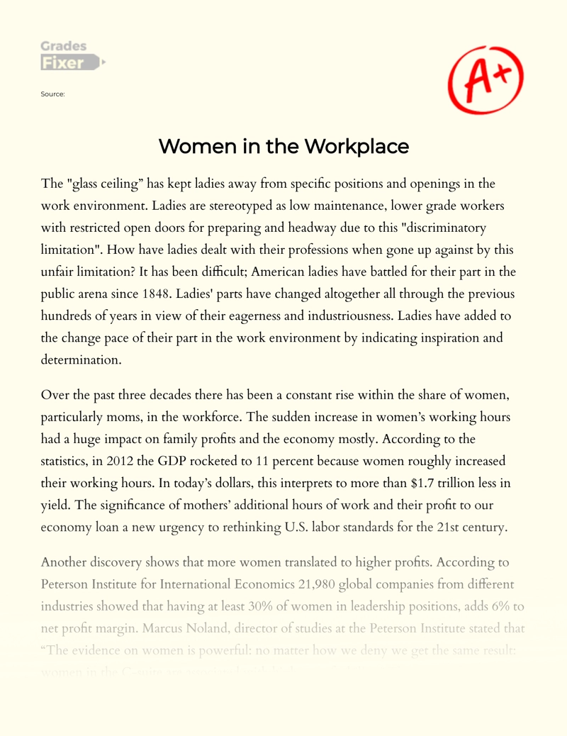 Gender Inequality and Women in The Workplace Essay