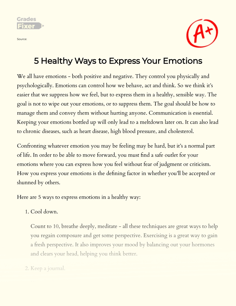 5 Healthy Ways to Express Your Emotions Essay