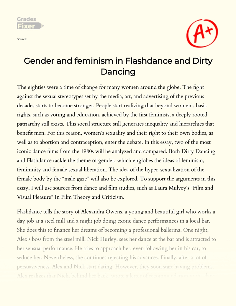 Gender and Feminism in Flashdance and Dirty Dancing essay