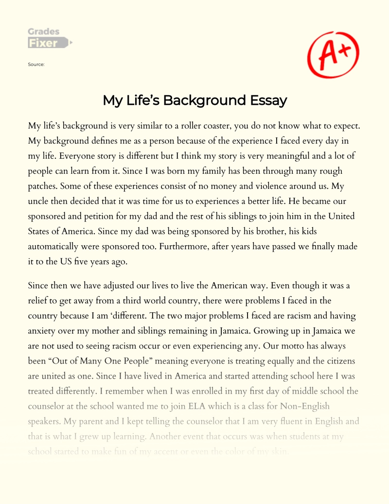 essay about my background