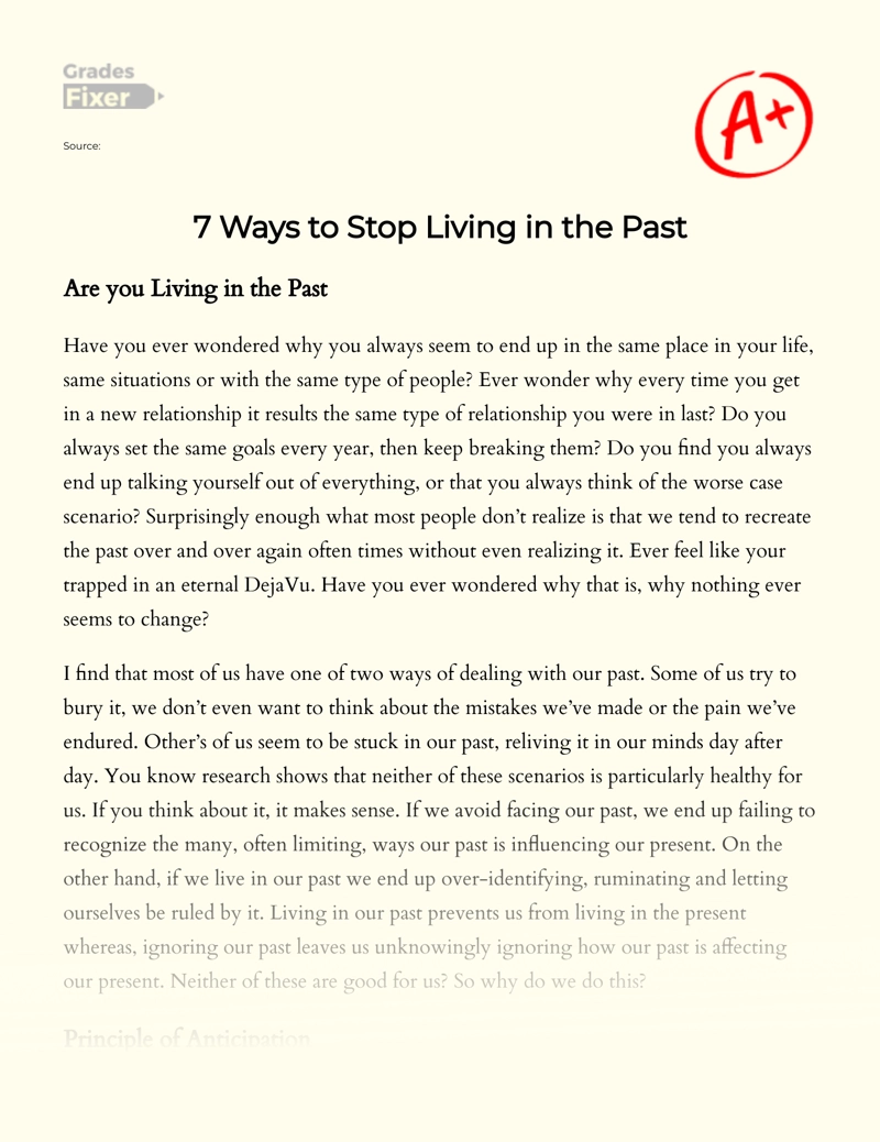 7 Ways to Stop Living in The Past Essay