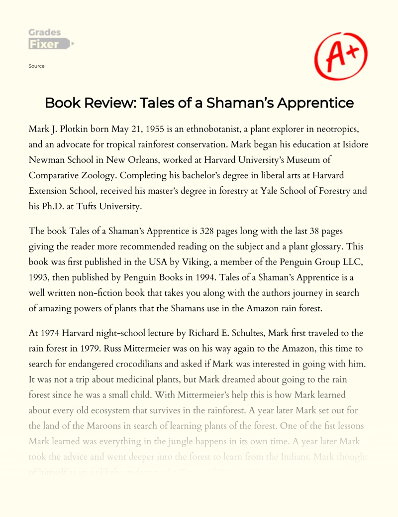 Book Review: Tales of a Shaman’s Apprentice Essay