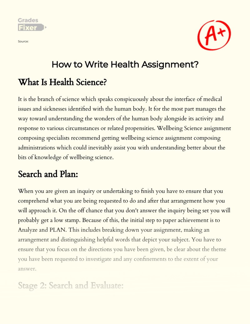 How to Write Health Assignment Essay