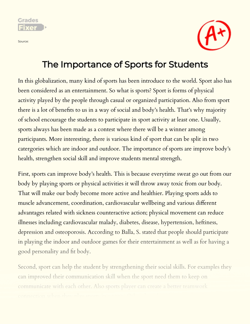 cause and effect essay on sports