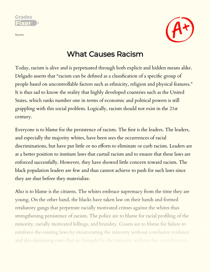 The Root of Racism in Modern America: an Exploration Essay