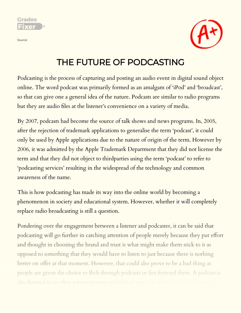 The Future of Podcasting Essay