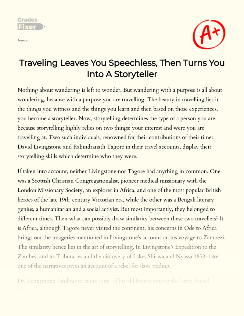 Traveling Leaves You Speechless, then Turns You into a Storyteller Essay