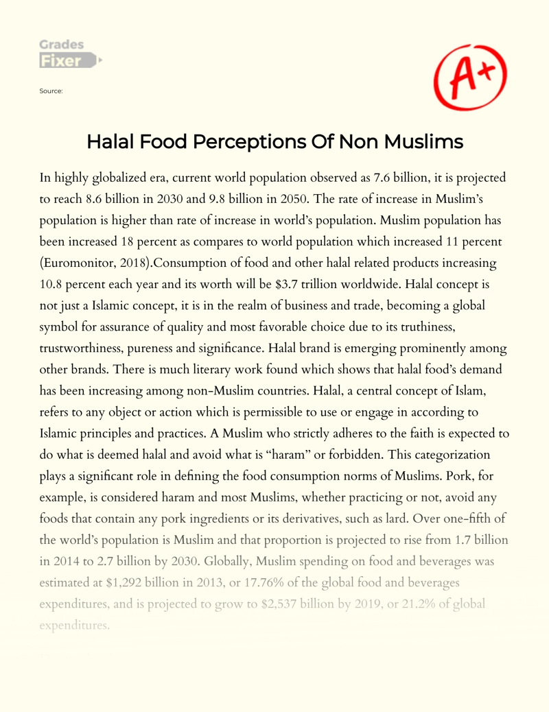 Halal Food Perceptions of Non Muslims essay