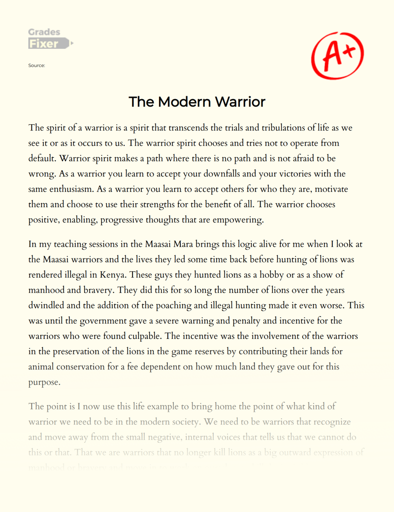 The Modern Warrior Essay