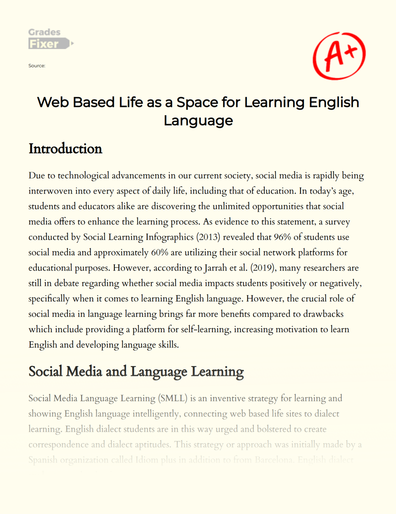 The Use of Social Media in Language Learning  Essay